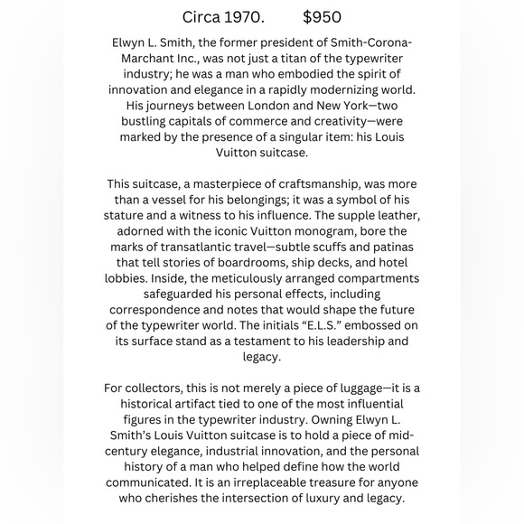 Vintage Louis Vuitton soft suitcase owned by Elwin L Smith circa 1970 - Picture 11 of 11